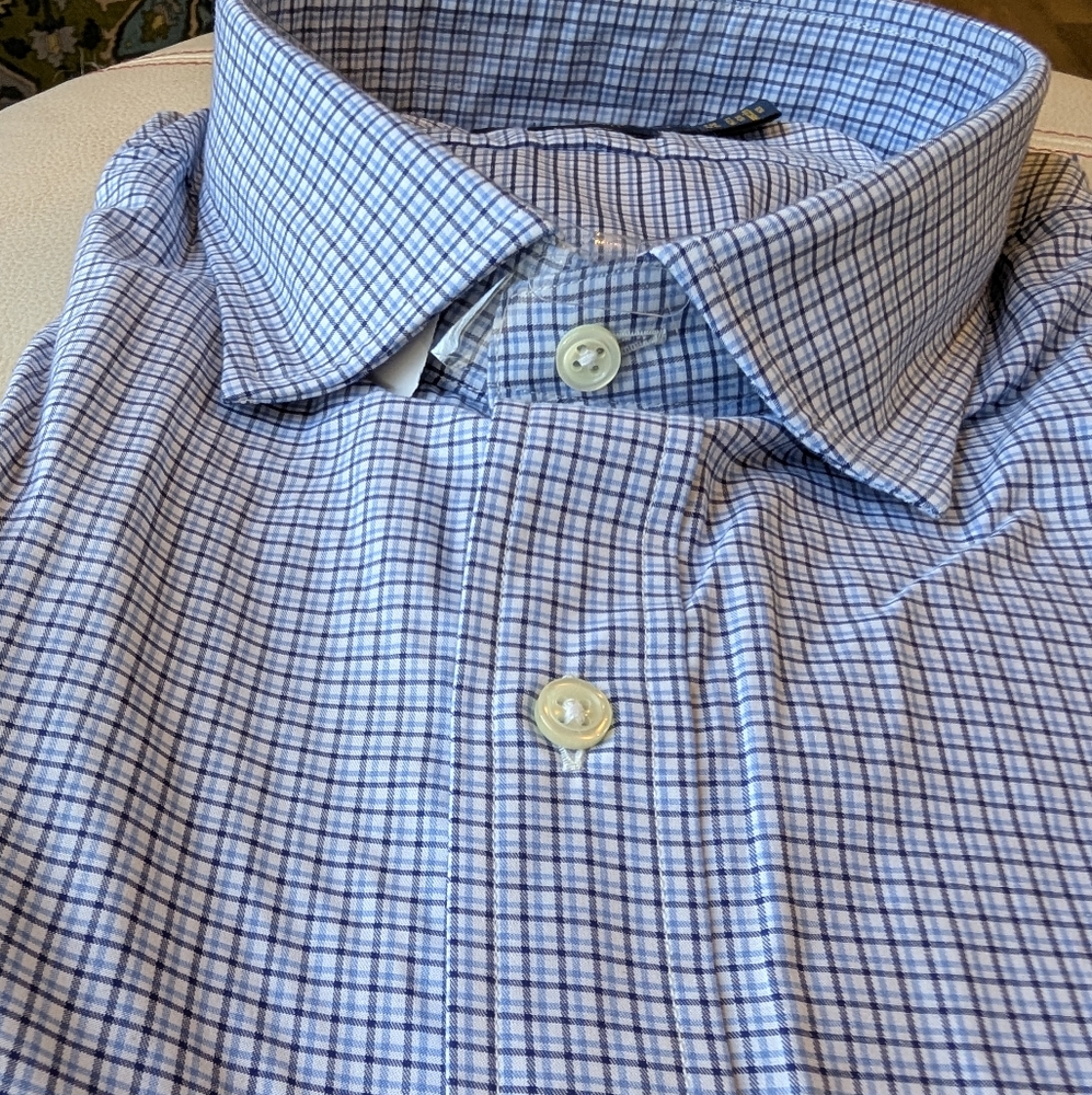 NWT Polo Ralph Lauren Slim Fit Dress Shirt – Blue Check, Men’s Size 18/46 - Picture 4 of 4